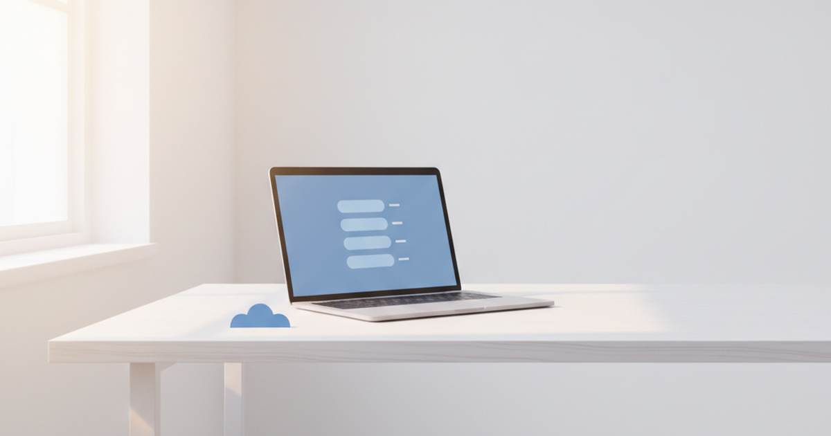 A tidy desk at dawn showing a short list of tasks an AI chief of staff handles on a laptop screen.